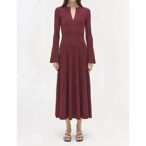 NEW SIMKHAI genna knit midi dress in cranberry
